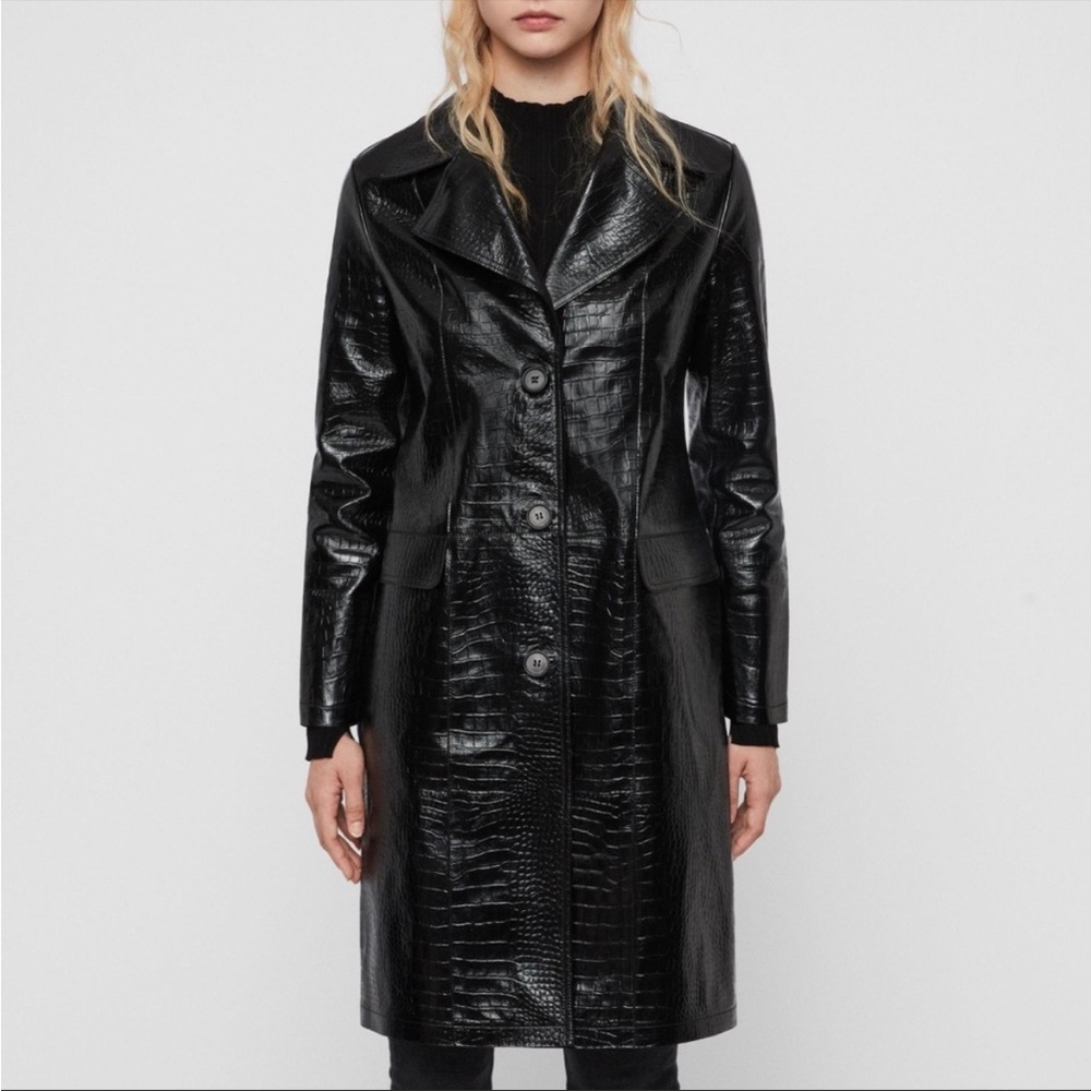 AllSaints Ali Leather Mac Coat XS. NWT
